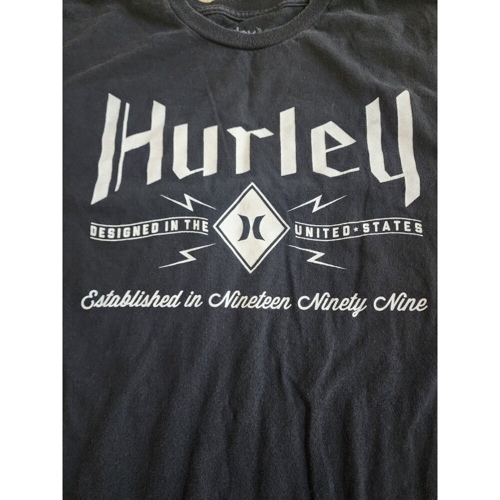 Hurley Shirt Tshirt Mens Size Large Skater Grunge T Shirt Black Y2K - Picture 3 of 4